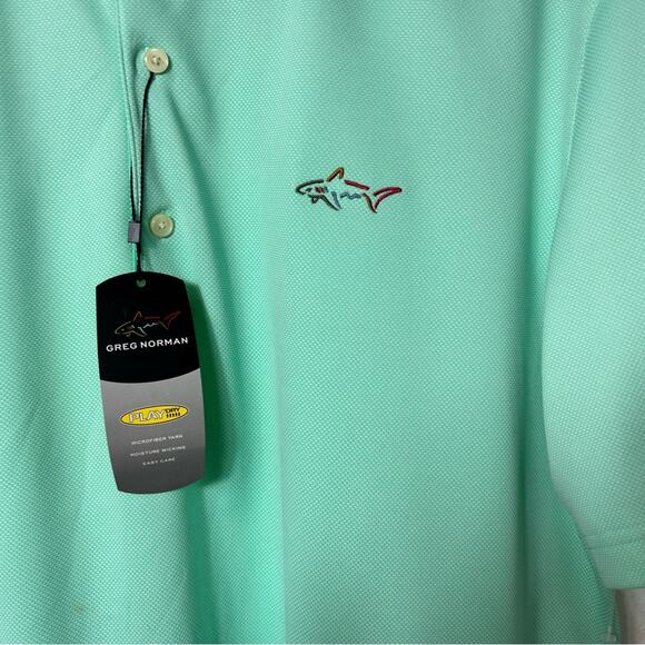 GREG NORMAN PLAY DRY MEN XXL GREEN SHORT SLEEVE POLO BRAND NEW WITH TAGS - Picture 4 of 4